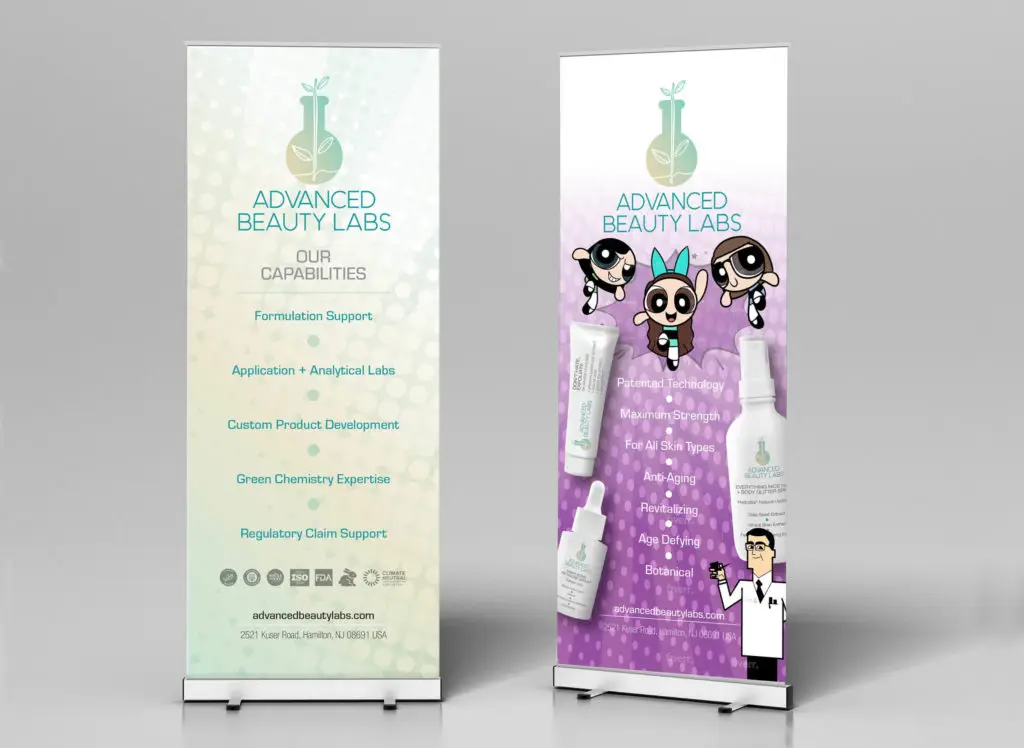 Roll Up Trade Show Displays for Advanced Beauty Labs.